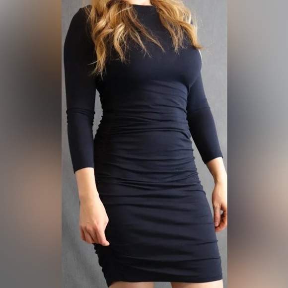 Theory Ruched Navy Plume Jersey size M